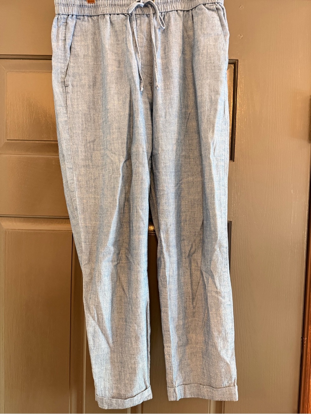 Light Blue J. Crew Women’s Drawstring Linen-Blend Pants